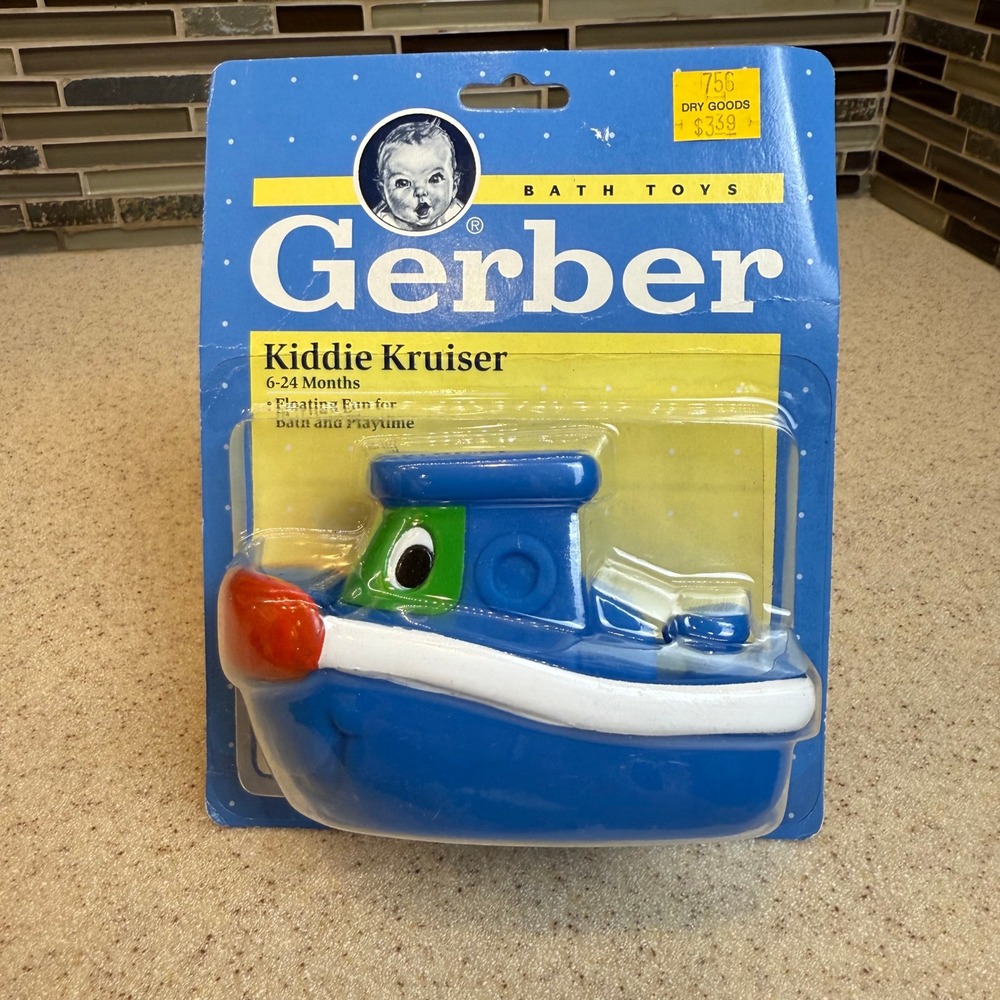 Vintage‎ 1991 Gerber Kiddie Kruiser Blue Tugboat Bath Toy New Sealed 76354